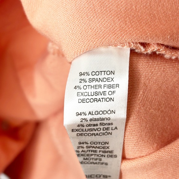 Chico's Cantaloupe 2 Piece Denim Set Size 2/L Jean Jacket Ankle Pants Stretch - Picture 8 of 14